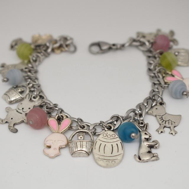 Spring Colors and Easter Theme Charm Chunky Charm Bracelet